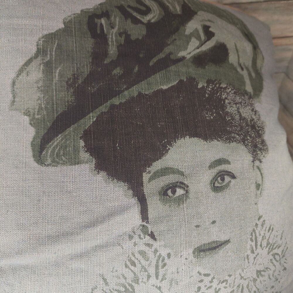 Arhaus Pillow Lady Head Blue Victorian Zippered Removable Cover Duck Down Fill